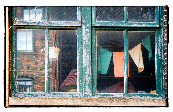 Lowertown Alley Window with Prayer Flags