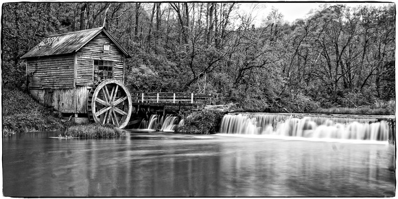 Hyde's Mill on Mill Creek in B&W - Iowa County, Wisconsin