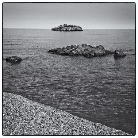 Black Beach Park Outcroppings - B&W